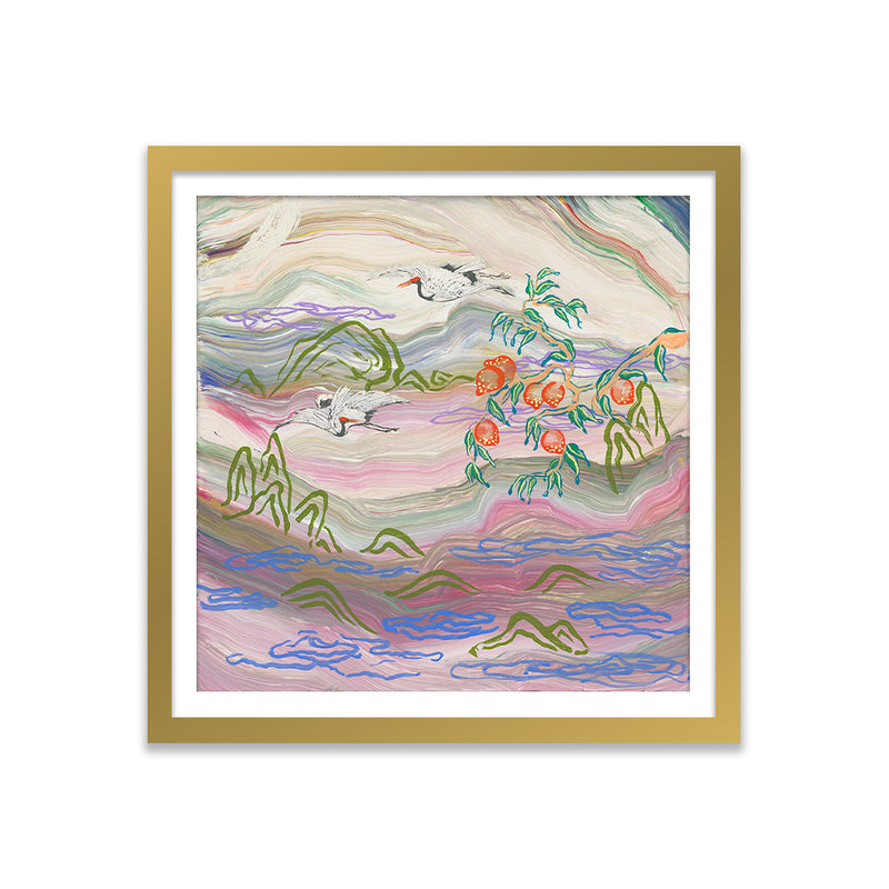 Cranes in Flight on Opal Art Print