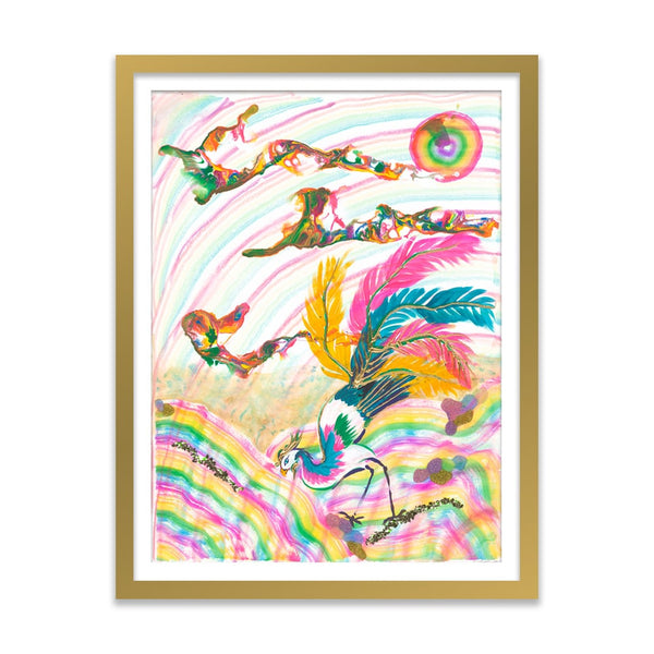 Mythical Bird in Flight Over Prismatic Landscape B