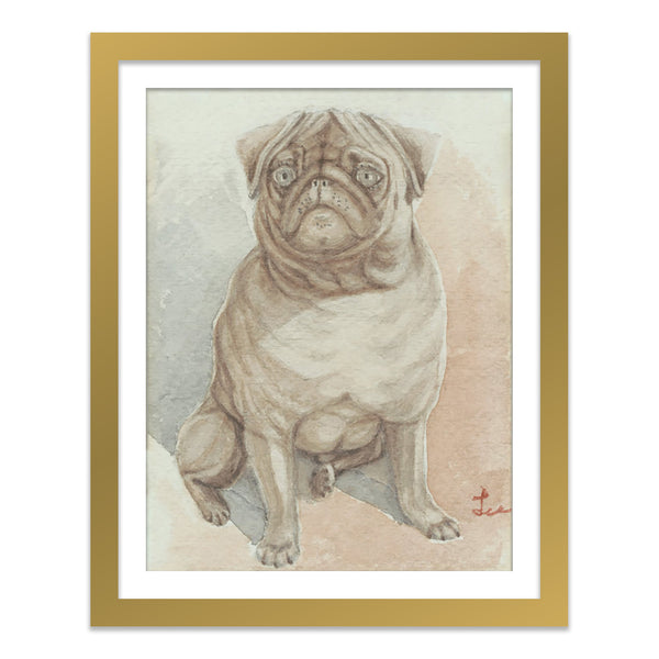 Sitting Pug Print