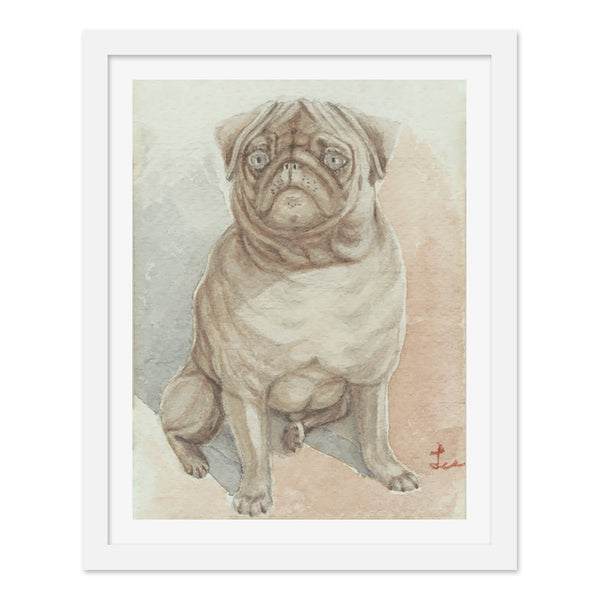 Sitting Pug Print