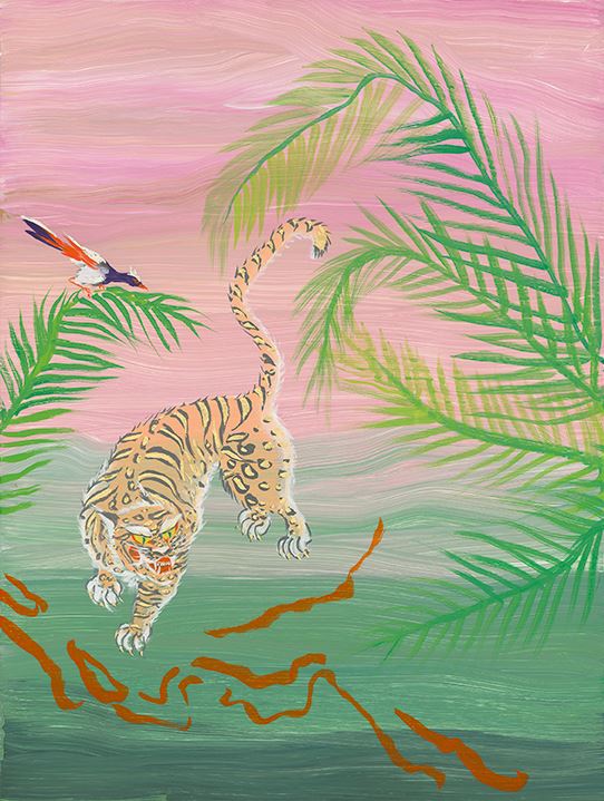 Striped Tiger on Tourmaline Art Print