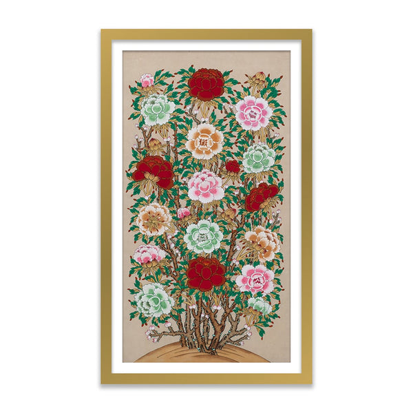 Traditional Korean Peony Screen B