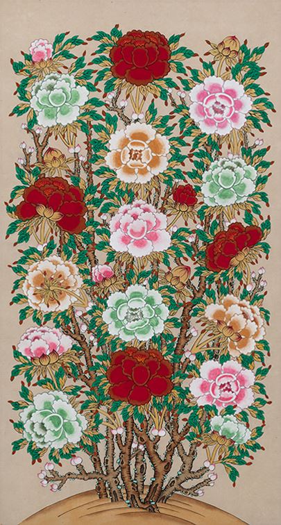 Traditional Korean Peony Screen B Art Print