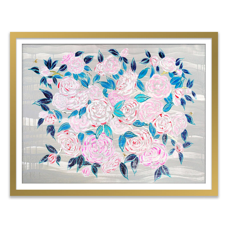 Peppermint Camellias Art Print