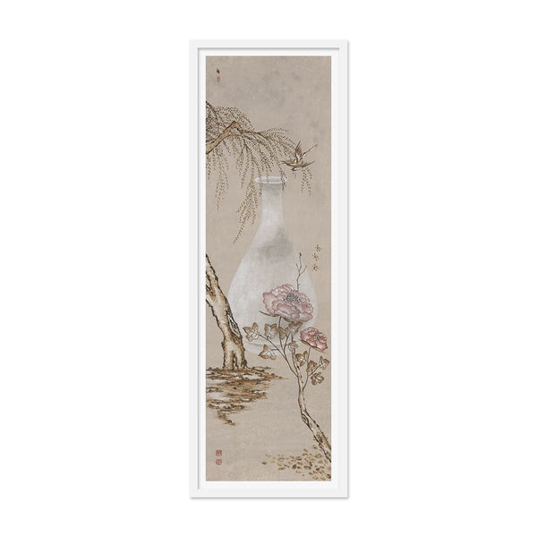 Bird and Peony Flowers with Korean Vase