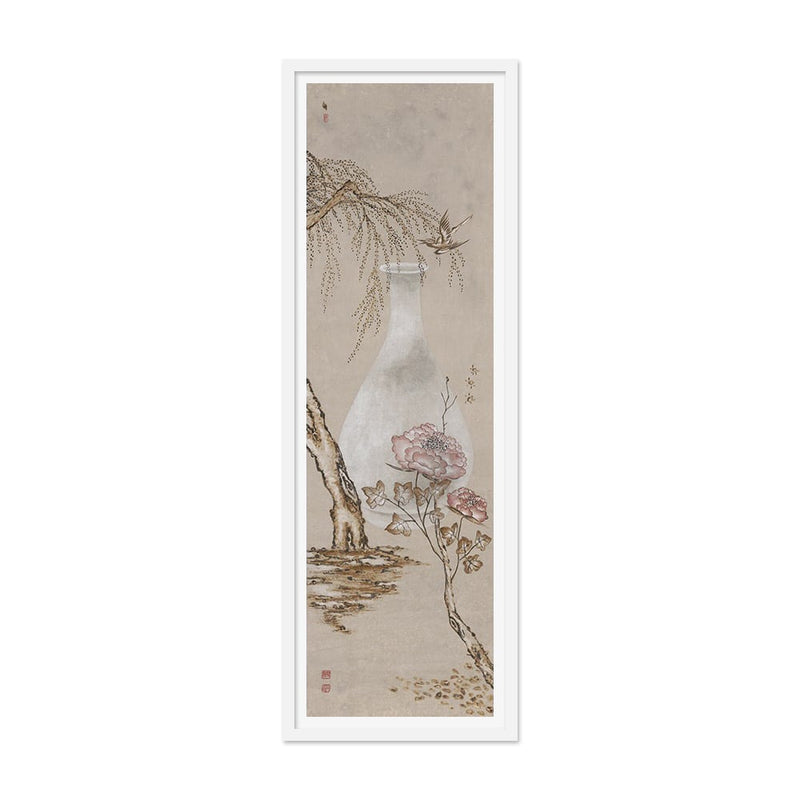 Bird and Peony Flowers with Korean Vase