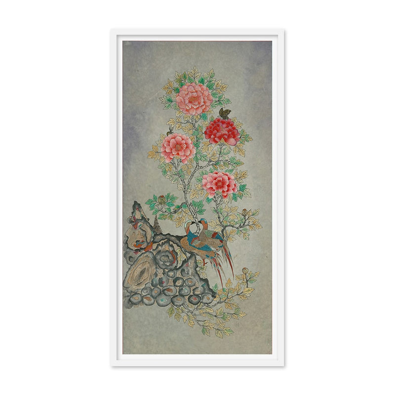 Pair of Birds and Peony Flowers